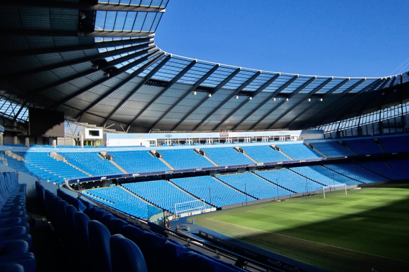 Het Etihad Stadium in Manchester, speellocatie in de Premier League